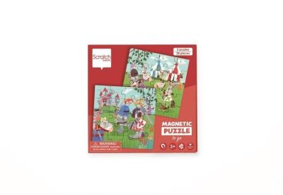 Puzzle magnetyczne 20x2 + książka Rycerze. Wydawca: Scratch. SmakLiter.pl Opakowanie Puzzle magnetyczne 20x2 + książka Rycerze