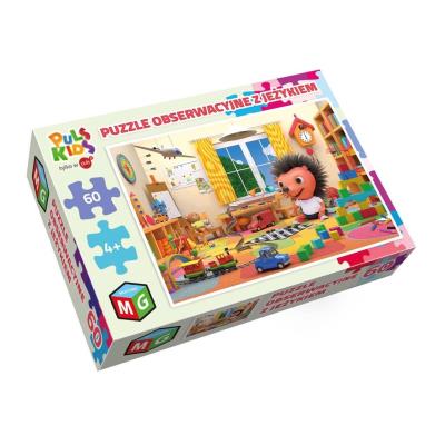 Puzzle obserwacyjne 60 Z Jeżykiem. Wydawca: MULTIGRA. SmakLiter.pl Opakowanie Puzzle obserwacyjne 60 Z Jeżykiem