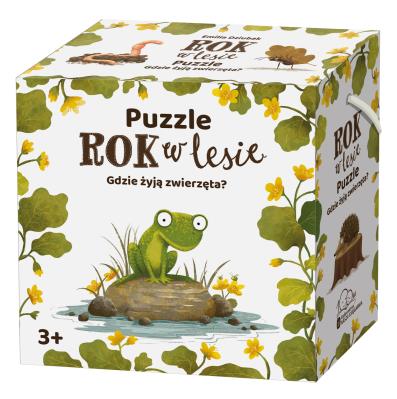 Puzzle Rok w lesie Gdzie żyją zwierzęta?. Autor: Emilia Dziubak Martin Widmark. SmakLiter.pl Okładka książki Puzzle Rok w lesie Gdzie żyją zwierzęta?