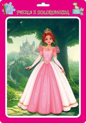 Opakowanie Puzzle w ramce z kolorowanką. Księżniczki