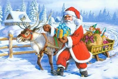 Opakowanie Puzzlowa kartka pocztowa Santa and Reindeer