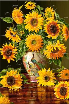 Opakowanie Puzzlowa kartka pocztowa Sunflowers in a Vase