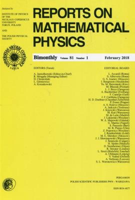 Opakowanie Reports on Mathematical Physics 71/3 Pergamon