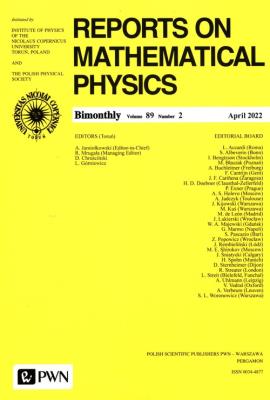 Okładka książki Reports on Mathematical Physics 89 nr 2/2022