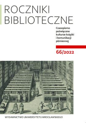 Roczniki Biblioteczne LXVI 66/2022. Autor: Matwijów Maciej. SmakLiter.pl Okładka książki Roczniki Biblioteczne LXVI 66/2022