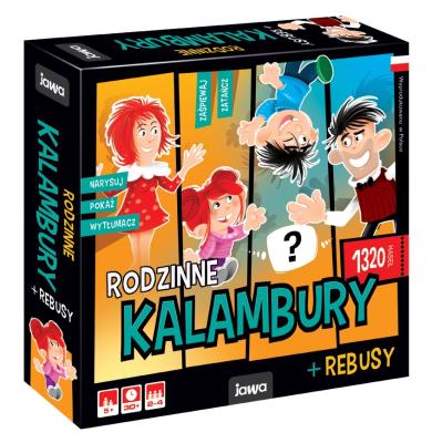 Rodzinne kalambury i rebusy JAWA. Wydawca: Jawa. SmakLiter.pl Opakowanie Rodzinne kalambury i rebusy JAWA