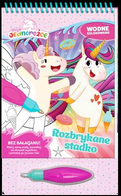 Rozbrykane stadko. Moje Jednorożce. Wodne kolorowanie. Autor: Opracowanie zbiorowe. SmakLiter.pl Okładka książki Rozbrykane stadko. Moje Jednorożce. Wodne kolorowanie