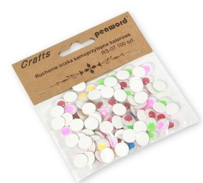Opakowanie Ruchome oczka samoprzylepne kolorowe 10mm 100szt