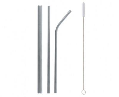 Opakowanie Rurki metalowe srebrne zagięta i prosta