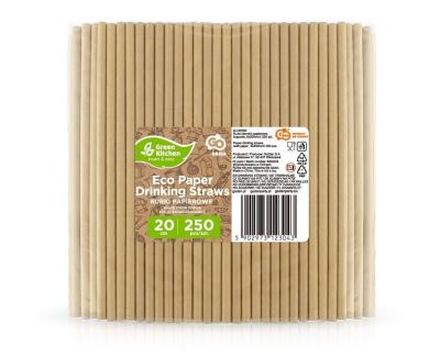 Opakowanie Rurki słomki papierowe brązowe 6x200mm 250szt