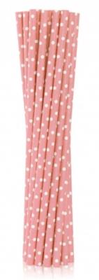 Opakowanie Rurki słomki papierowe jasny róż 6x197mm 12szt