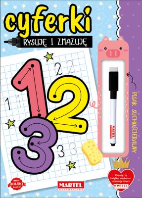 Rysuję i zmazuję. Cyferki z flamastrem. Autor: Katarzyna Salamon. SmakLiter.pl Okładka książki Rysuję i zmazuję. Cyferki z flamastrem