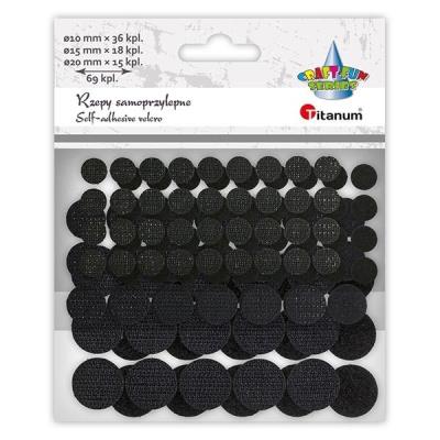 Opakowanie Rzepy samoprzylepne okrągłe czarne 69kpl