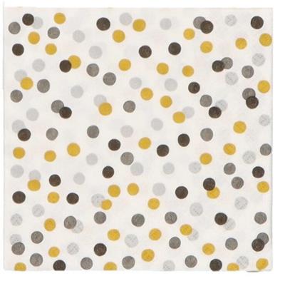 Opakowanie Serwertki Confetti złoto-czarne 33x33cm 20szt