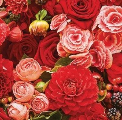 Opakowanie Serwertki Czerwony Bukiet 33x33cm 20szt