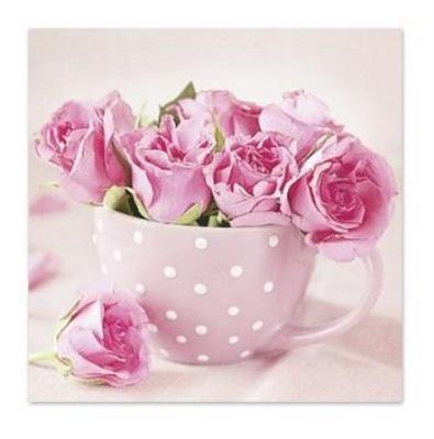 Opakowanie Serwertki Róże w filiżance 33x33cm 20szt