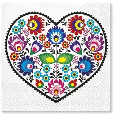 Opakowanie Serwertki Serce łowickie 33x33cm 20szt