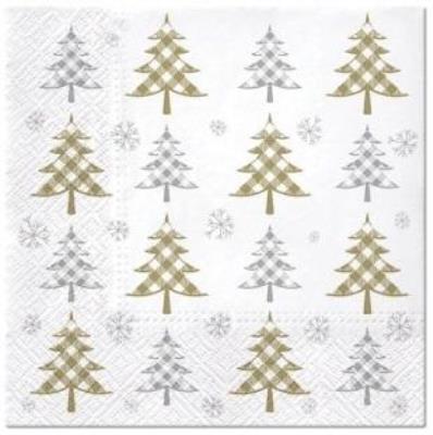 Opakowanie Serwetki Choinki srebrno-złote 33x33cm 20szt