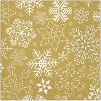 Opakowanie Serwetki Płatki śniegu złote 33x33cm 20szt