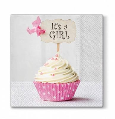 Opakowanie Serwetki Różowa babeczka 33x33cm 20szt