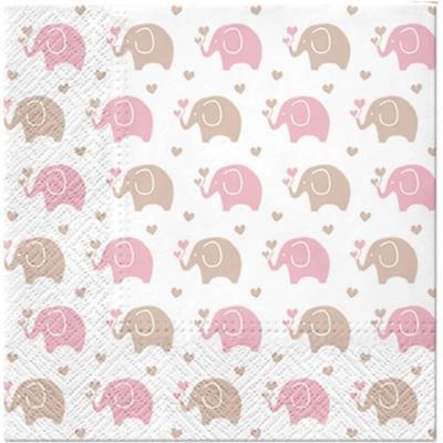 Opakowanie Serwetki Różowe słoniki 33x33cm 20szt