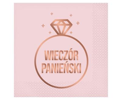 Opakowanie Serwetki Wieczór Panieński różowe 33x33cm 20szt.