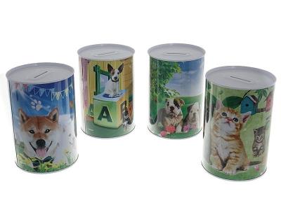 Opakowanie Skarbonka metalowa 14,5x10cm psy i koty MIX