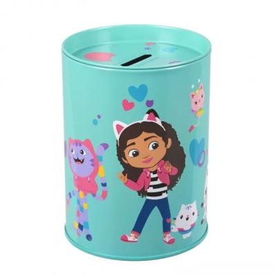 Opakowanie Skarbonka metalowa okrągła Koci Domek Gabby