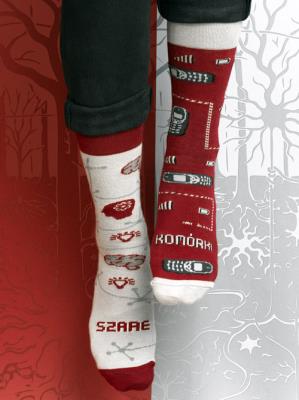 Skarpety Szare komórki 43-46. Wydawca: Absztyfikant. SmakLiter.pl Opakowanie Skarpety Szare komórki 43-46