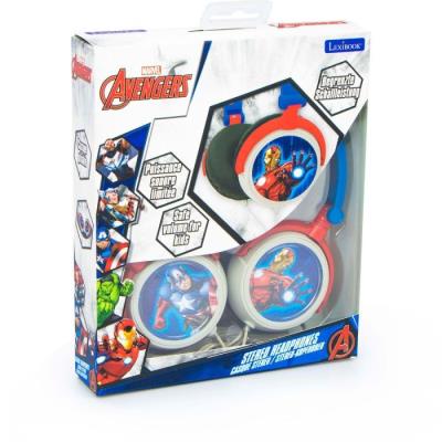 Składane słuchawki przewodowe stereo Avengers z głośnością bezpieczną dla dzieci Lexibook HP010AV. Wydawca: Lexibook. SmakLiter.pl Opakowanie Składane słuchawki przewodowe stereo Avengers z głośnością bezpieczną dla dzieci Lexibook HP010AV