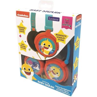 Opakowanie Składane słuchawki przewodowe stereo Baby Shark z głośnością bezpieczną dla dzieci Lexibook HP015BS