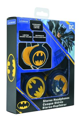 Składane słuchawki przewodowe stereo Batman z głośnością bezpieczną dla dzieci Lexibook HP015BAT. Wydawca: Lexibook. SmakLiter.pl Opakowanie Składane słuchawki przewodowe stereo Batman z głośnością bezpieczną dla dzieci Lexibook HP015BAT