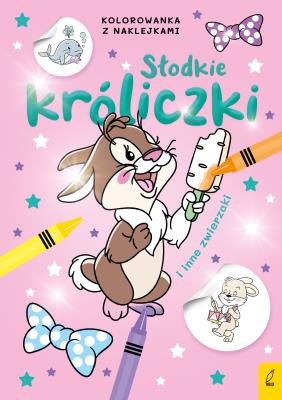 Słodkie zwierzaki. Słodkie króliczki i inne zwierzaki. Kolorowanka z naklejkami. Autor: Opracowanie zbiorowe. SmakLiter.pl Okładka książki Słodkie zwierzaki. Słodkie króliczki i inne zwierzaki. Kolorowanka z naklejkami