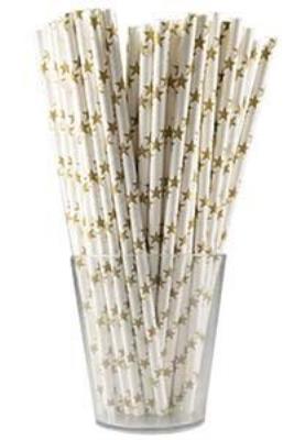 Opakowanie Słomki papierowe gwiazdki złote 12szt