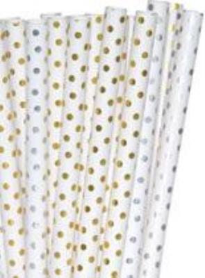 Opakowanie Słomki papierowe metaliczne jumbo 10mm 8szt