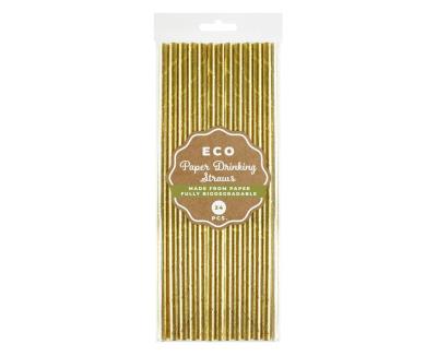 Opakowanie Słomki papierowe złote 24szt