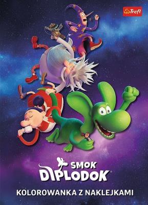 Smok Diplodok. Kolorowanka z naklejkami. Autor: Opracowanie zbiorowe. SmakLiter.pl Okładka książki Smok Diplodok. Kolorowanka z naklejkami