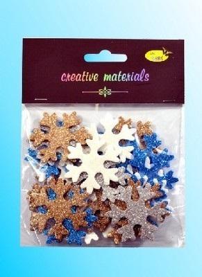 Opakowanie Śnieżynki z pianki brokatowej kolorowe 30szt