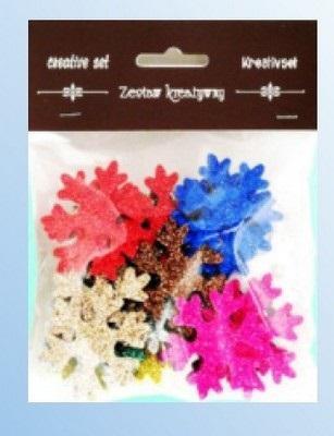 Opakowanie Śnieżynki z pianki brokatowej kolorowe ok 30szt