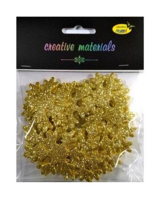 Opakowanie Śnieżynki z pianki brokatowej złote ok 30szt