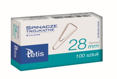 Spinacze biurowe trójkątne 28 mm 100 szt paczka 10 sztuk. Wydawca: TETIS. SmakLiter.pl Opakowanie Spinacze biurowe trójkątne 28 mm 100 szt paczka 10 sztuk