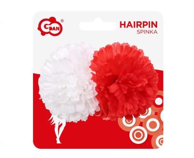 Opakowanie Spinka duża kwiat biały i czerwony