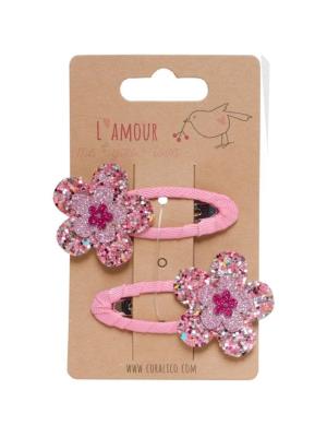 Opakowanie Spinki z brokatowym kwiatkiem