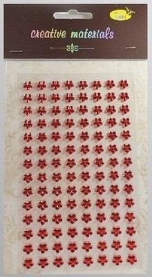 Opakowanie Stiker z kryształkami Kwiaty czerwone 8mm 112szt