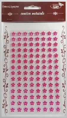 Opakowanie Stiker z kryształkami Kwiaty j.różowe 8mm 112szt