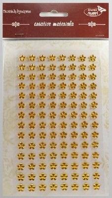 Opakowanie Stiker z kryształkami Kwiaty złociste 8mm 112szt