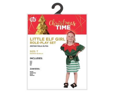 Opakowanie Strój Mała Elfka (bluzka, spódniczka, pasek, czapka) rozm. 92-104