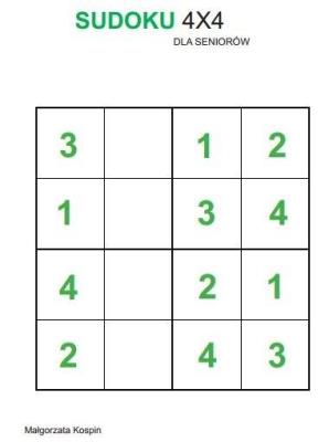 Sudoku 4x4. Wydawca: Czas Seniora. SmakLiter.pl Opakowanie Sudoku 4x4