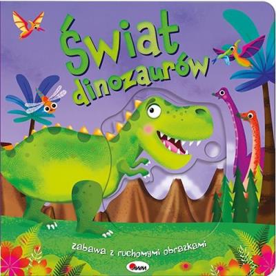 Świat dinozaurów. Zabawa z ruchomymi obrazkami. Autor: Opracowanie zbiorowe. SmakLiter.pl Okładka książki Świat dinozaurów. Zabawa z ruchomymi obrazkami