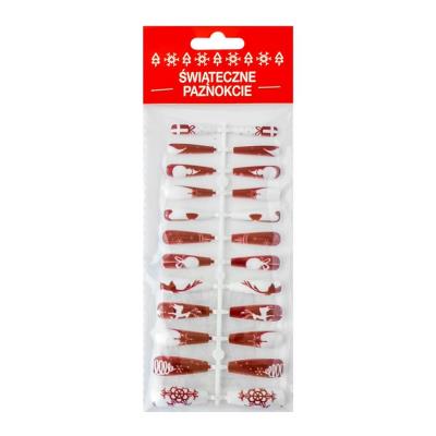 Opakowanie Świąteczne paznokcie czerwone 24szt
